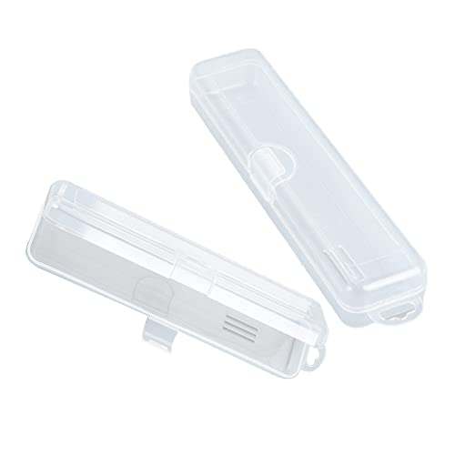 2ポータブルトラベル歯ブラシケース、旅行歯ブラシケース 携帯 コップ 歯磨き 旅行コップ 携帯用歯ブラシケース 旅行小物 ボックス 男女兼用 2個セット,旅行学校や家庭用の小さなプラスチック製の歯ブラシ収納ケース, 旅行 化粧筆収納ボックス (透明小2個)