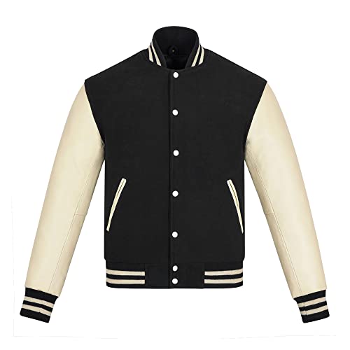 Image of Varsity Jacket Baseball Letterman Jacket- Wool and Leather Premium Quality Unisex Basketball Jacket