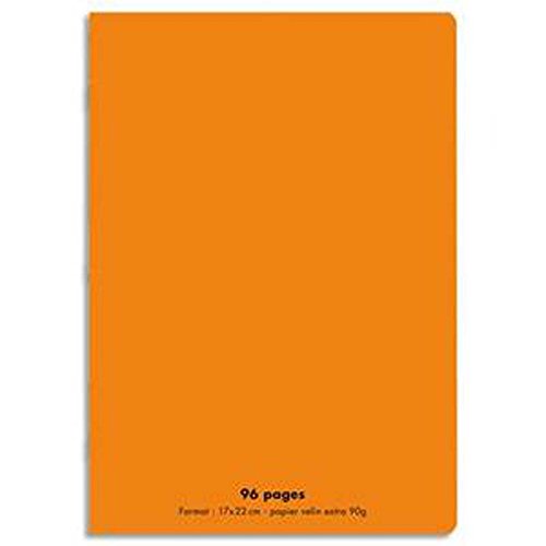 Lot de 10 Cahiers piqûre, 96 pages, Grands carreaux Seyès, Format 24 x 32 cm, Couverture polypro ORANGE