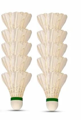 Feather Badminton Shuttlecock | Practice & Recreational Play | Indoor & Outdoor Use | White | Pack of 10-picture-10