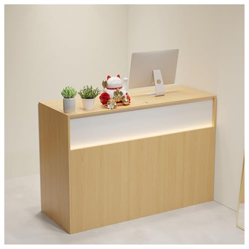 Moderno escritorio de recepción con taquillas y estantes de almacenamiento, mesa frontal de 80 cm para vestíbulos, salones, minoristas, oficinas en casa