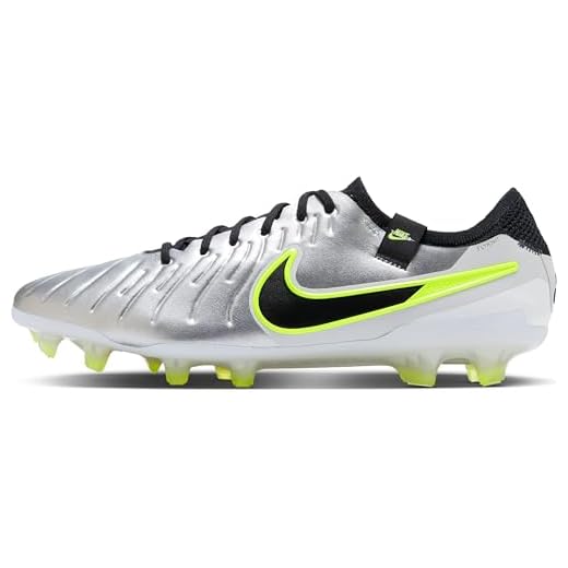 Nike Tiempo Legend 10 Elite FG Gris Nike Homme Tiempo Legend 10 Elite Fußballschuh für Normalen Rasen Chaussure de Football, Volt argenté métallisé, 41 EU