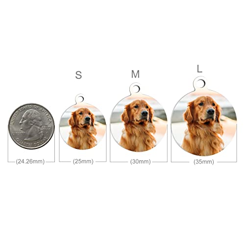 Kinyablue Stainless Steel Dog Tags Engraved For Pets, Round Id Tag For Dogs With Personalized Picture Printed, Custom Cat Dog Name Tag For Pet Birthday Memorial Gifts, Medium Size #TOP4