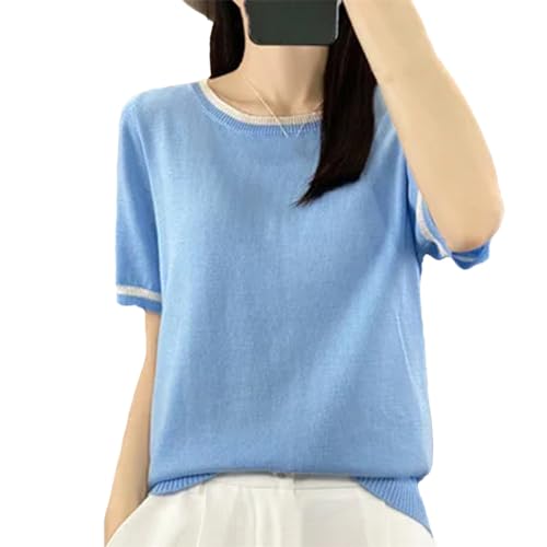 T-shirt à manches courtes Kelsiop, pull ample col rond pour femmes