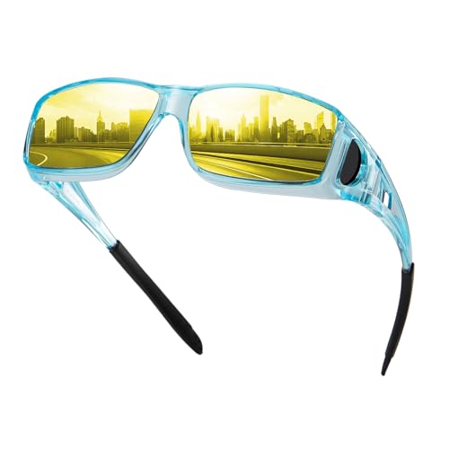 Image of HAOLOTA Night Vision Driving Over Glasses, Polarized Nighttime Glasses Men Women Anti Glare Yellow Tinted Lens