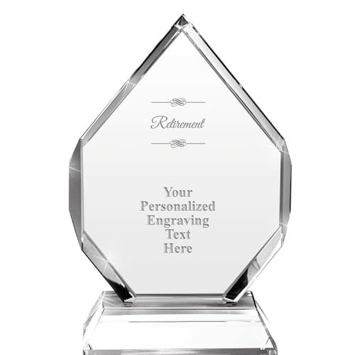Crown Awards 8" Retirement Majestic Gem Crystal Award, Customized Retirement Real Crystal Trophy with Text, Add Your Own Text Now