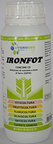 Hydrogeo Ironfot Fertilizzante Biologico Liquido a Base di Ferro al 6% EDTA Confezione da 500 Grammi