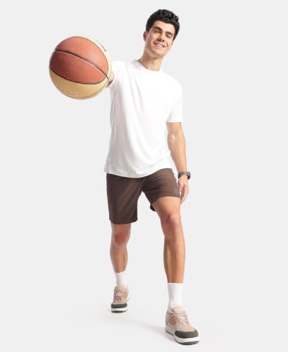 Image of Jockey MV20 Men Recycled Microfiber Elastane Stretch Solid Active Wear Shorts with Zipper Pockets and StayFresh Treatment