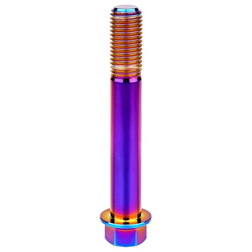 Image of Titanium Bolt M12 30 35 40 45 50 55 60 65 70 75 80 85 90mm Hex Small Flange Head for Motorcycle Car Modification Pack of 4 (M12x80mm Pitch 1.25, Burnt Blue)