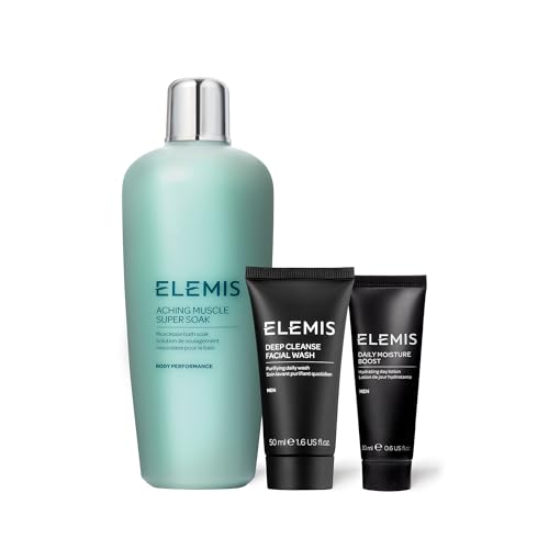 Elemis Limited Edition Men's Wellness Grooming Collection, Luxury Bath & Skincare Bundle Gift Set, Full Size Aching Muscle Super Soak, Travel Deep Cleansing Face Wash & Daily Moisturiser - Image 5