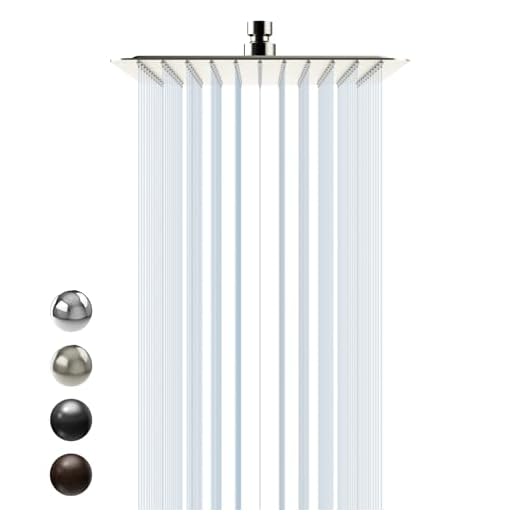 SR SUN RISE 10 Inch Rain Shower Head Brushed Nickel 304 Stainless Steel High Pressure Rainfall Showerhead Ultra Thin Water Saving
