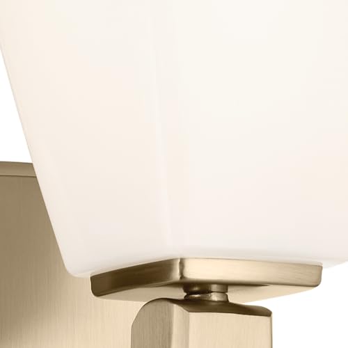 Image of Kichler Marant 5 inch 1-Light Wall Sconce Bathroom Vanity Light Fixture with Opal Glass in Champagne Bronze for Bathroom, Powder Room, Hallway, Fireplace (5 inch W x 9.5 inch H), 55214CPZ
