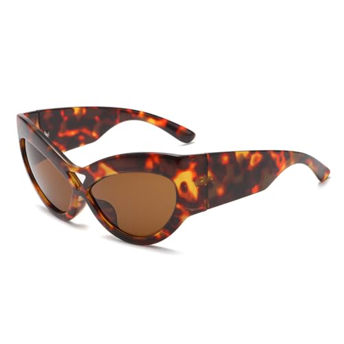 Lunettes yeux de chat grand cadre rétro en écaille marron avec verres de protection intégrale