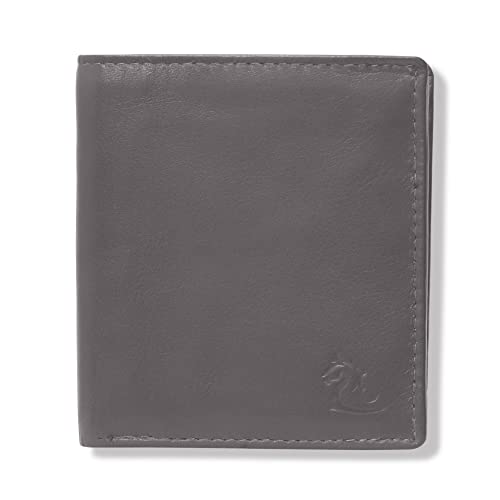 Image of KARA Genuine Leather Wallet for Men - Bi Fold Vertical Dual Color Brown & Blue Men's Wallet with Six Business Card Holding Slots
