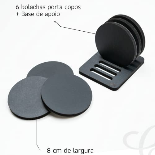 Porta copos de mesa Descanso copo em mdf com 6