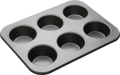 MasterClass-Deep-Muffin-TrayYorkshire-Pudding-Tin-6-Hole-Non-Stick-Mould-Robust-1-mm-Carbon-Steel MasterClass Deep Muffin Tray/Yorkshire Pudding Tin, 6 Hole Non Stick Mould, Robust 1 mm Carbon Steel - Image 1