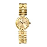 OIDEA Elegante orologio da polso rotondo vintage, da donna, con numeri romani, analogico, al quarzo, cinturino in metallo, cinturino di perle, classico, business, tempo libero, idea regalo per le