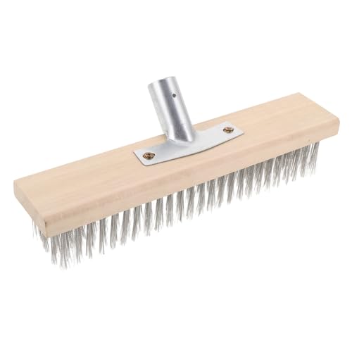 Cabilock Brosse à Plancher en Acier Inoxydable Démousse pour Bardeaux De Toit Tête De Brosse De Pont Laveur De Sol en Béton Raclette pour Sol à Coulis avec Manche Long Scrubber Bois