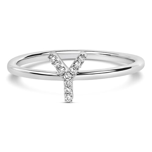 10K White Gold Diamond Accent Initial "Y" Ring - Size 8