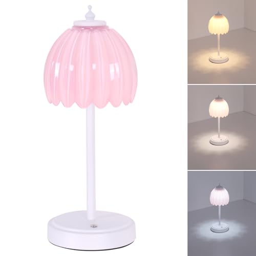 Image of Shenmoyl Rechargeable Table Lamp with 5200mAh Battery & Touch Control - 3 Adjustable Color Temperatures, Cordless Dimmable Table Light for Bedroom, Office Desk, Nightstand(Creamy Pink, 1 Pack