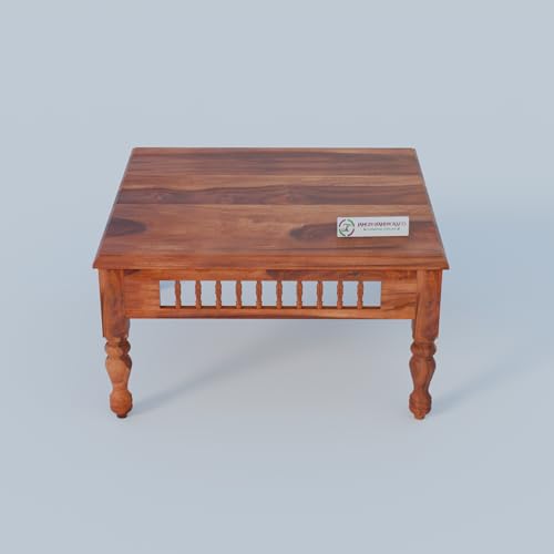 Image of Jangid Handicraft Solid Wood Coffee Table for Living Room | Wooden Center Table | Square Coffee Table | Tea Table for Sofa | Modern Sofa Table for Hall | Sheesham, Honey Finish