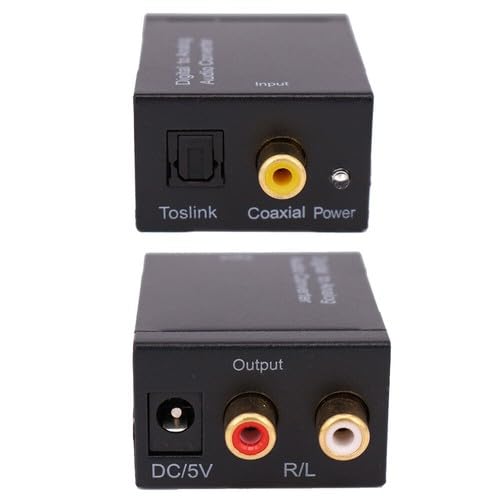10PCS Compact Optical/Coaxial SPDIF to Analog RCA Audio Converter Adapter – 51x41x26mm, USB-Powered, Black, Supports 32–96kHz