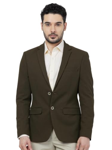 Image of Park Avenue Men's Super Slim Fit Pure Terylene Structure Pattern Notch Lapel Full Sleeve Formal Jacket