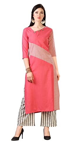 Image of EthnicJunction Women's Cotton Stripted Straight Kurta