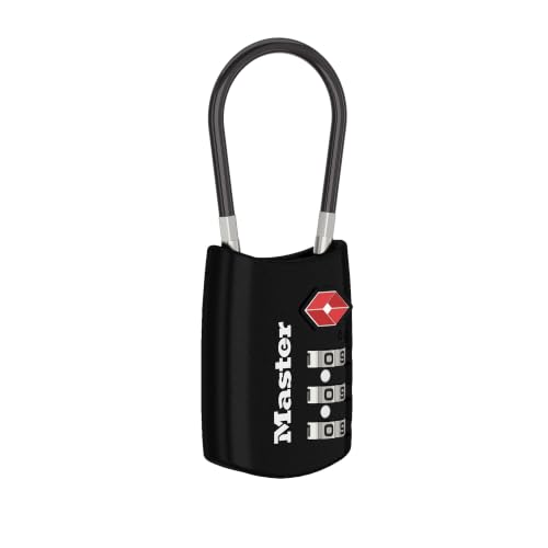 Image of Master Lock 4688D Accepted Set Your Own Combination TSA Approved Luggage Lock, 1 Pack, Black | Set your own 3-digit combination luggage lock, TSA approved travel lock for backpacks, suitcases, zippers, black metal
