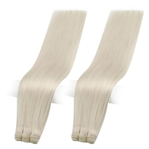 Easyouth 2 Packes White Blonde Weft Hair Extensions Bundle 16Inch