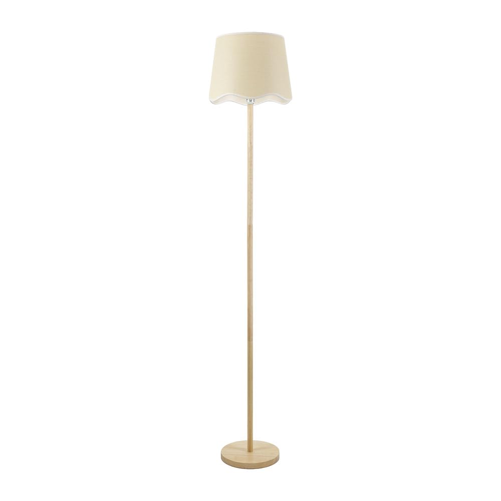 ValueLights | Tripod Light Wood Floor Lamp with White Trim Scallop Shade Living Room Lounge Light | Floor Lamps, Home Décor & Improvement Essential | Included LED Bulb