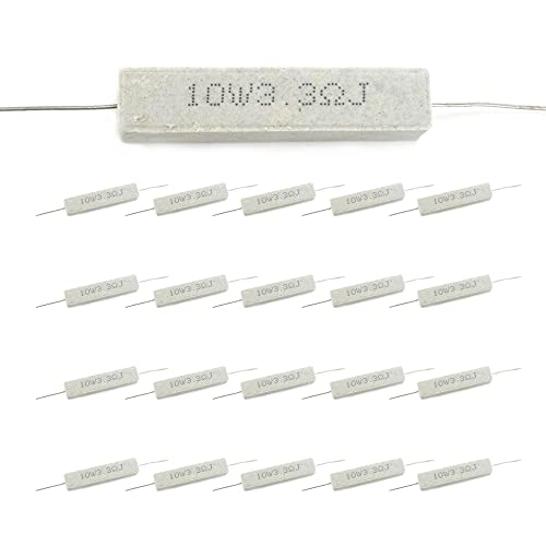 HONJIE 10W 3.3 Ohm Power Resistor Ceramic Cement Resistor Axial Lead White - (20 Pcs)