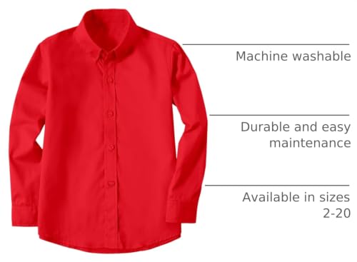 Image of Boys' Button Down Dress Shirts Kids Long Sleeve Solid Collared Uniform Shirt for Toddler Boy (Size 2T-20)