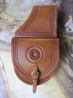 Horse Saddle Bag Cowhide Genuine Leather Western Equestrian Trail Tooling Carving Horse Saddle Bag Tooled Carved Pack Equipment Horse Saddle Bags Size: 10” L x 10” W x 3 ½” D inches, CRVD103