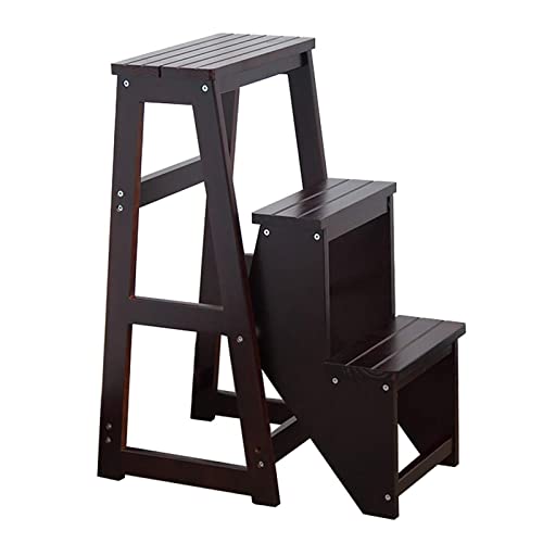Escabeau Bois Multifonction Pliant 3 Marches Échelle Chaise Intérieur Ménage Escabeau en Bois Simple Marche Escalier Gain De Place, Max. 150kg