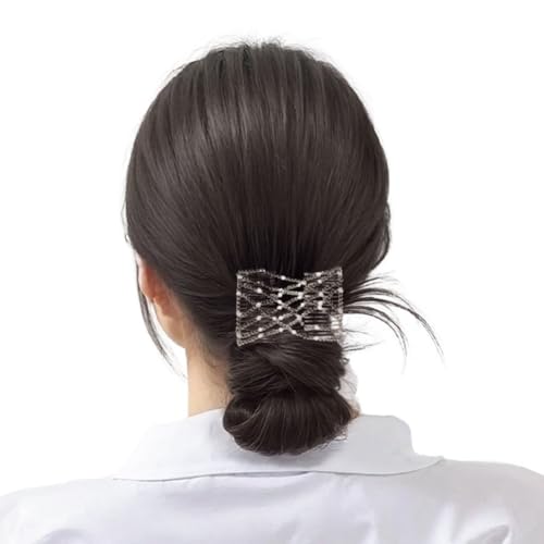 Peine elástico decorativo doble con perlas para mujer miniatura 2