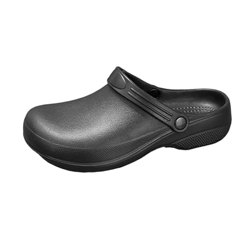 Zapatos de Chef Zuecos Antideslizantes Zapatos de Trabajo Zapatos de Chef para Hombres Zapatos de Cocina Zapatos de Chef para Mujeres Zapatillas Vestir Hombre Blancas (Black, 38)