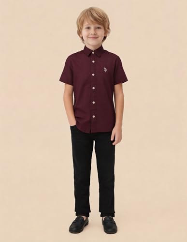 Image of U.S. Polo ASSN. Kids Half Sleeve Shirt for Boys - 100% Cotton, Spread Collar, Casual Shirt for Boys, Smart Everyday Wear