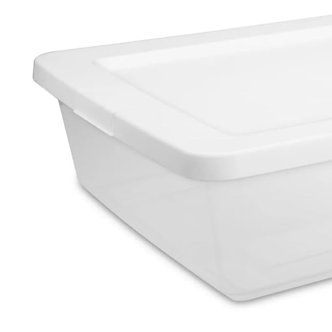 White 41 Quart Clear Plastic Storage Container with Snap-On Lid
