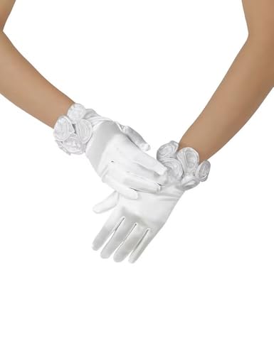 Short Satin Floral Gloves Elegant Wedding Dress Gloves for Opera Dinner Party Accessories3