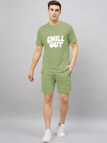 Image of Vogaan Men's T-Shirt and Shorts Set | Pyjama Set for Men | Co-ord Set | Cotton Printed Top & Shorts Night Suits Set