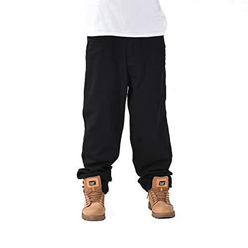 Ruiatoo Men's Classic Plain Hip Hop Dance Skateboard Hip Hop Casual Cotton Black Long Jogging