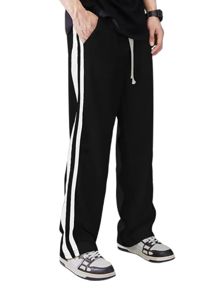 Ketch Loosefit Side Stripe Trackpants for Men || Lower Trackpants in neutral