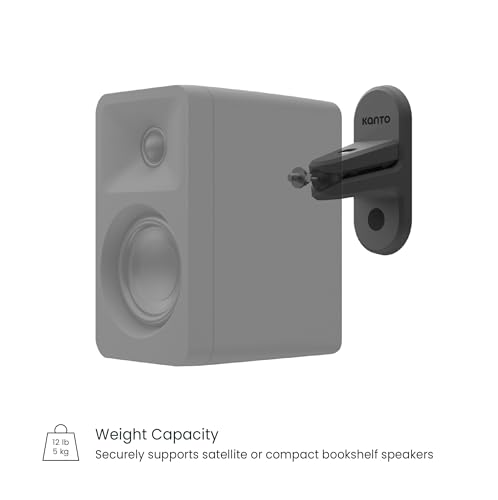 Kanto SPW3 Universal Satellite Speaker Wall Mount Bracket | ¼-20 Thread Attachment | Tilt, Swivel & Rotation | Holds 12 lbs (5.4 kg) | Wire & Cable Management | No Visible Hardware | Pair | Black by Kanto - Used condition - Image 5
