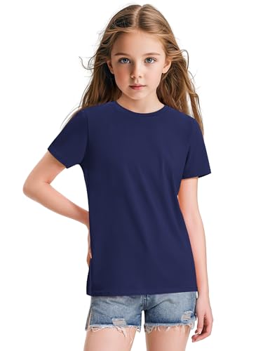 KEREDA 4 Pack Girls Short Sleeve Shirts Cotton T-Shirts Summer Basic Tees Tops Clothes for Kids2