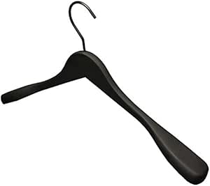 De Kledinghanger Gigant - 6 X Garderobehanger Beukenhout Zwart Gelakt Met Messinghaak 45 Cm