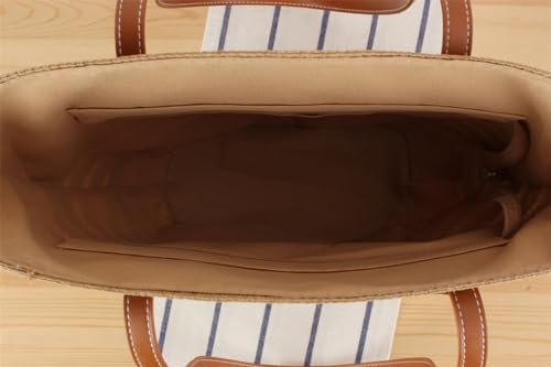 Bolso Tote de Paja para Mujer Rojo-Beige 42x12x28 cm miniatura 7