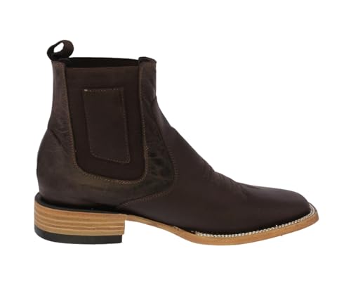El Presidente Mens Brown Chelsea Boots Leather Cowboy Dress Botas Vaquero2