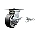 Heavy Duty Large Top Plate Rubber on Aluminum Swivel Caster w/5" x 2" Black Wheel & Side Lck Brake and Bolt on Swivel Lock - 500 lbs Capacity/Caster - Service Caster Brand
