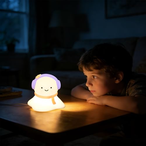 Image of Snow Baby Silicone Night Light - Rechargeable, Adjustable Brightness and Timer Function, Suitable for Children's Rooms and Bedrooms, Great Gift for Festivals